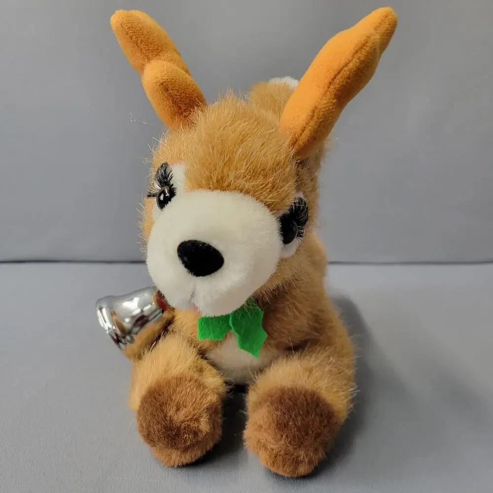 Vintage Russ Berrie Reindeer Shimmer Plush Toy Brown White Furry‎ Christmas #835